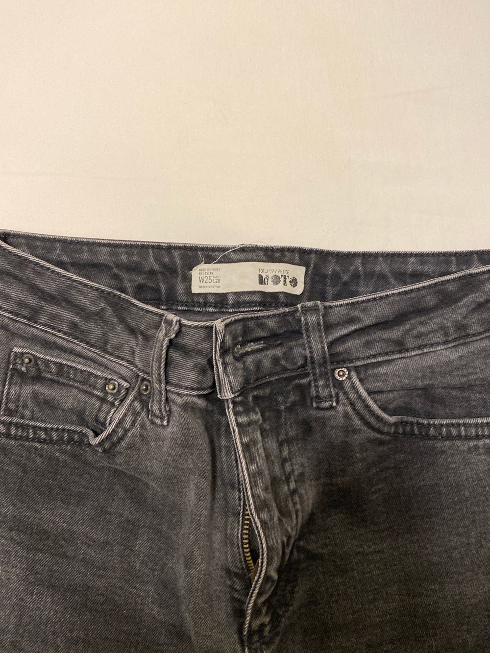 Topshop Washed Gray Ankle Crop Jeans